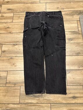 Zara Mens Size 36 Black Faded Wash Denim Carpenter Workwear Jeans 29 inseam